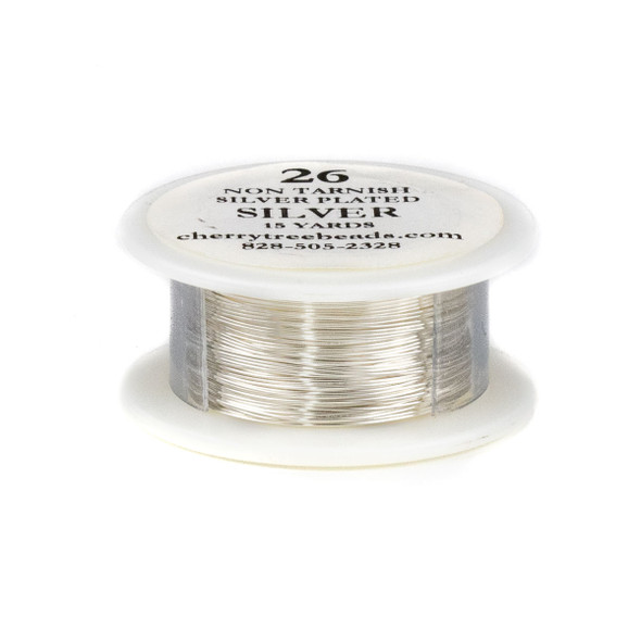 26 Gauge Coated Non-Tarnish Fine Silver Plated Copper Wire on a 15-Yard Spool