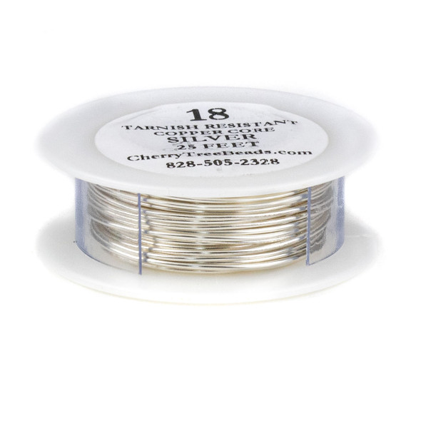 18 Gauge Coated Tarnish Resistant Fine Silver Plated Copper Wire on 25-Foot Spool