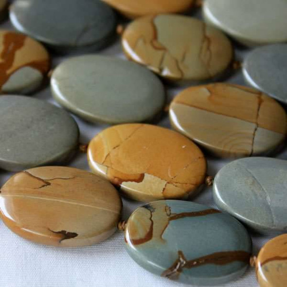 Wild Horse Picture Jasper 18x25mm Knotted Oval Beads - 16 inch strands