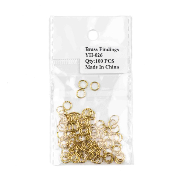 Raw Brass 8mm Open Jump Rings - 100 per bag