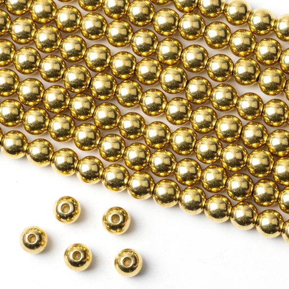 Cherry Tree Beads Raw Brass 5mm Round Beads - 8 inch strand 