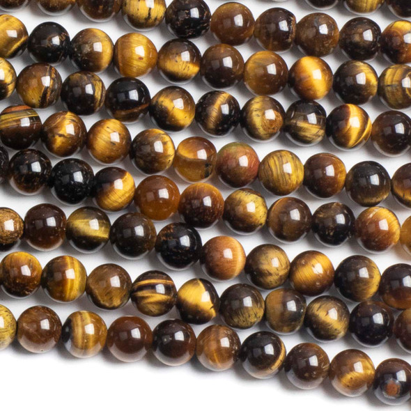 Yellow Tigereye 6mm Round Beads - approx. 8 inch strand, Set A