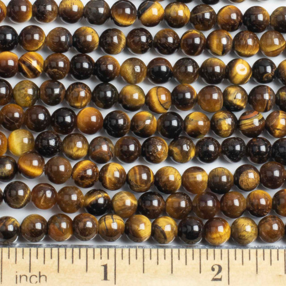 Yellow Tigereye 6mm Round Beads - approx. 8 inch strand, Set A