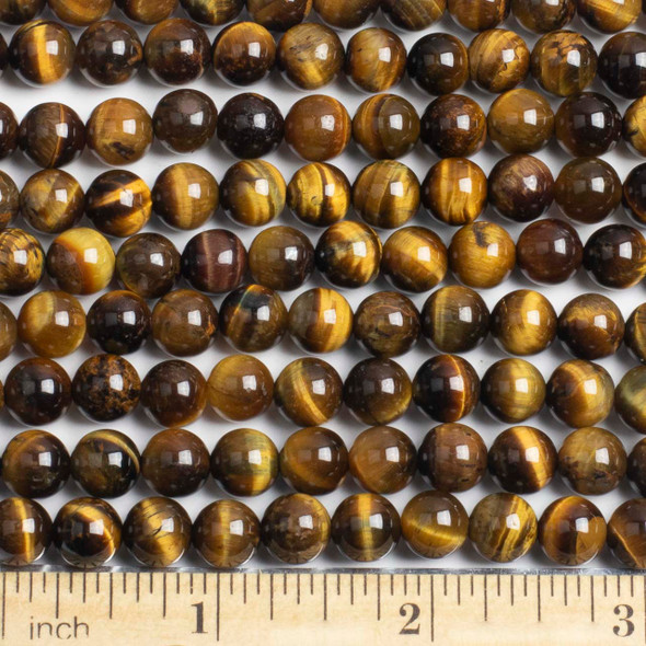 Yellow Tigereye 8mm Round Beads - approx. 8 inch strand, Set A