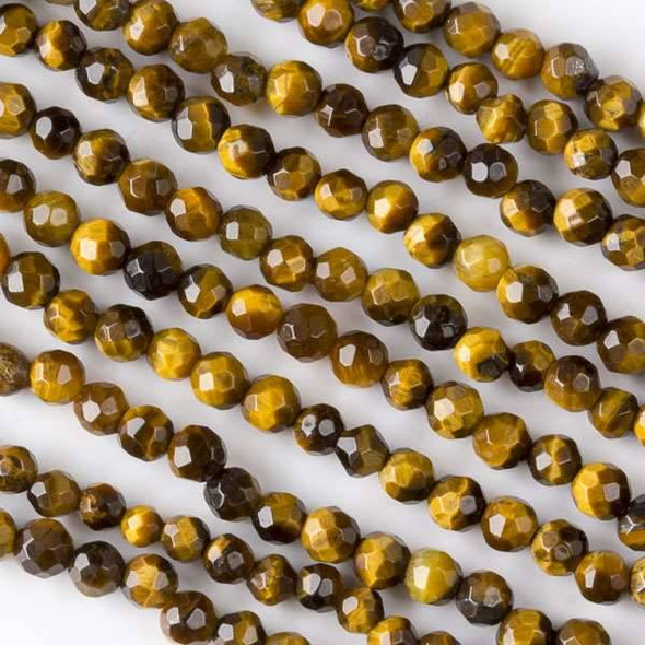 Yellow Tigereye 4mm Faceted Rounds - 16 inch strand