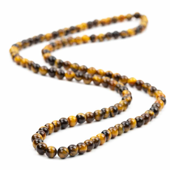 Cherry Tree Beads Yellow Tigereye 6mm Mala Round Beads - 115 beads per strand