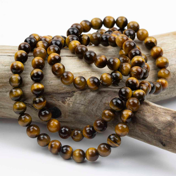 Cherry Tree Beads Yellow Tigereye 8mm Mala Round Beads - 115 beads per strand 