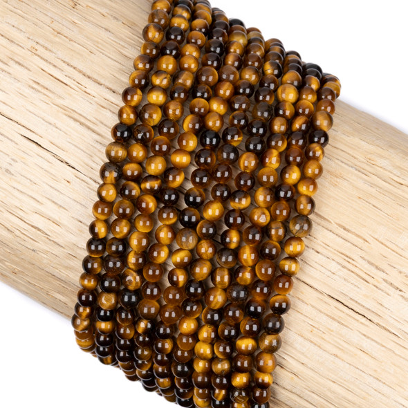 Cherry Tree Beads Yellow Tigereye 4mm Round Beads - 15 inch strand