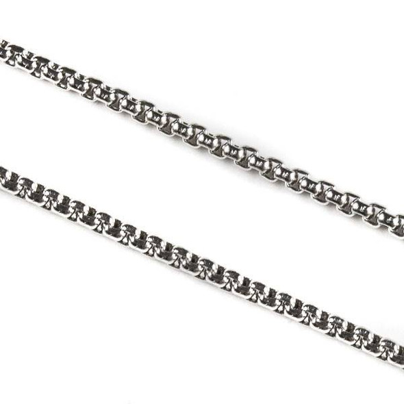 Natural Silver Stainless Steel 2mm Cable Chain - 2 meters, SS03s-1m