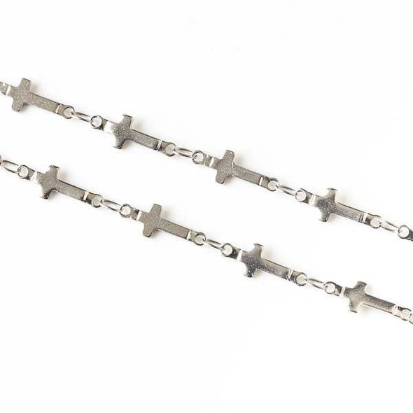 Stainless Steel Chain with 2.5x3.5mm Small Oval Links alternating with 5x13mm Cross Links - chainJB1016ss-1m - 1 meter