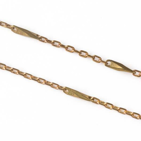 Brass Chain with 2.5x3.5mm Small Oval Links with2.5x11mm Twisted Bar Links - chain3265vb-sp - 10 meter spool