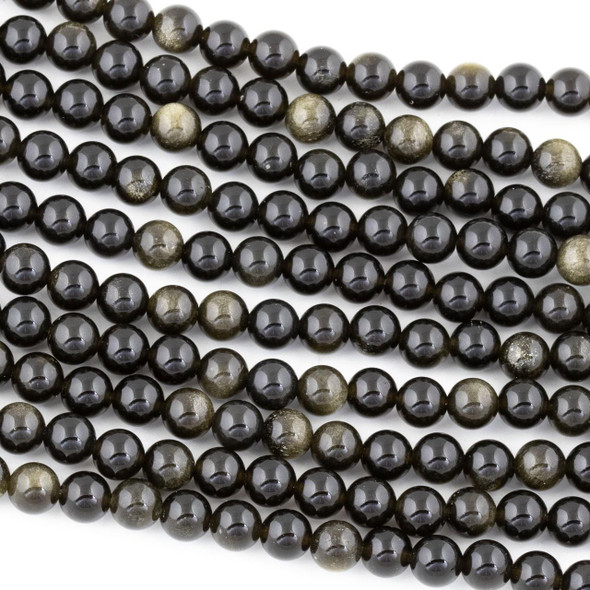 Cherry Tree Beads Golden Sheen Obsidian 6mm Round Beads - 15 inch strand 