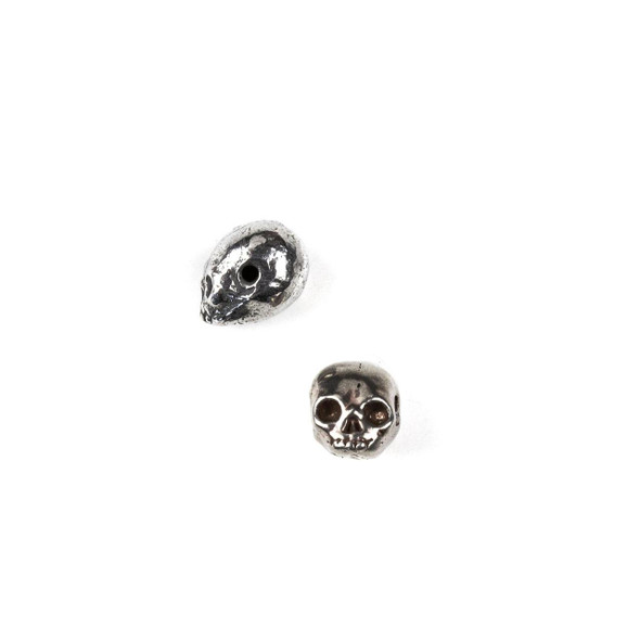  Green Girl Studios Pewter 9x13mm Tiny Skull Bead with a 1.5mm Hole - 1 per bag 
