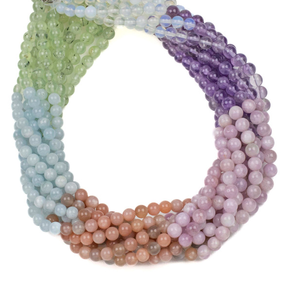 Pastel Mix Gemstone Artisan Strand - 6mm Round Beads, 15 inch strand, mix #6