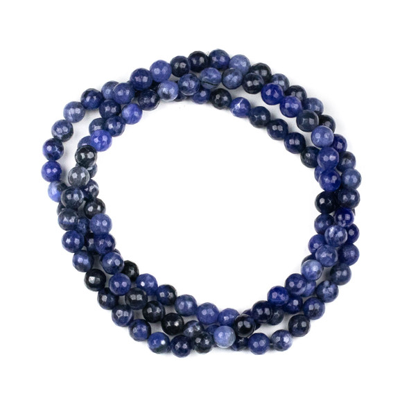 Sodalite 6mm Mala Faceted Round Beads - 29 inch strand