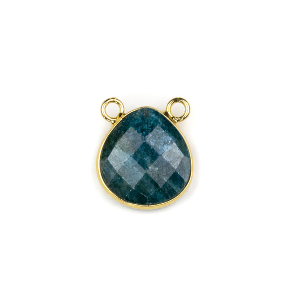 Apatite 15x16mm Faceted Teardrop Pendant Drop with with a Brass Plated Base Metal Bezel - 1 per bag
