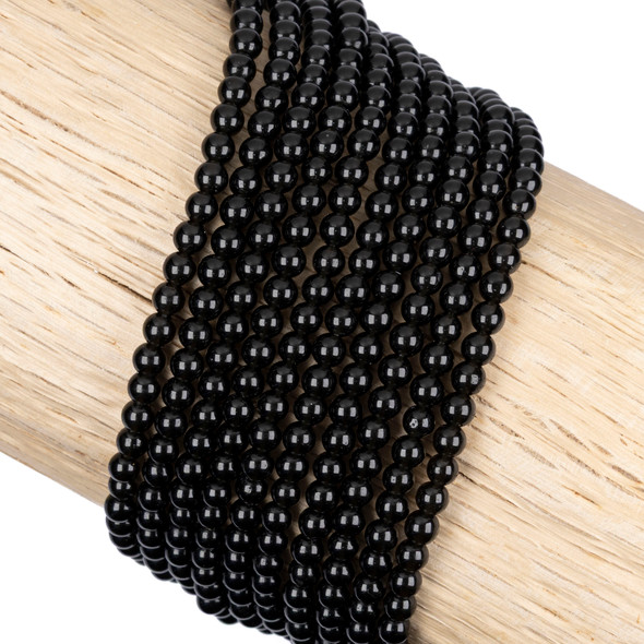 Cherry Tree Beads Black Obsidian 4mm Round Beads - 15 inch strand
