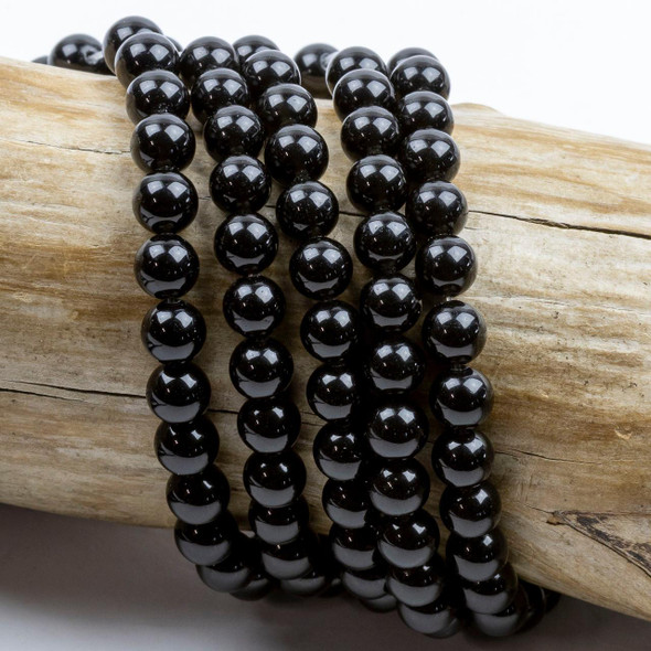 Cherry Tree Beads Black Obsidian 6mm Round Beads - 15 inch strand 