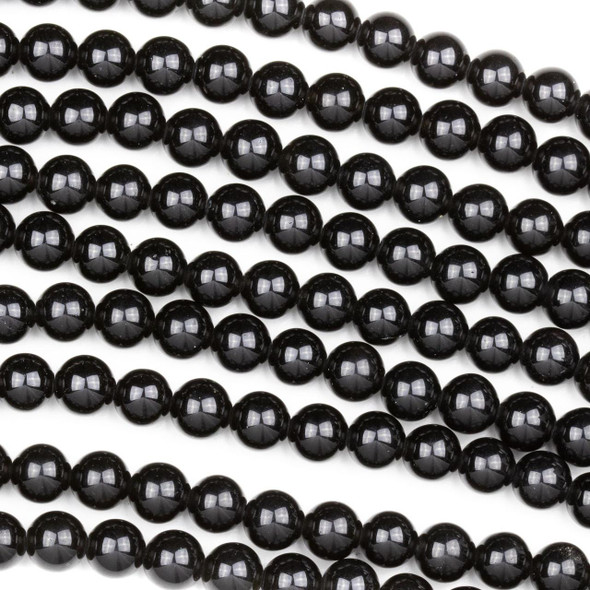 Cherry Tree Beads Black Obsidian 8mm Round Beads - 15 inch strand 