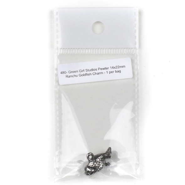  Green Girl Studios Pewter 14x22mm Ranchu Goldfish Charm - 1 per bag 