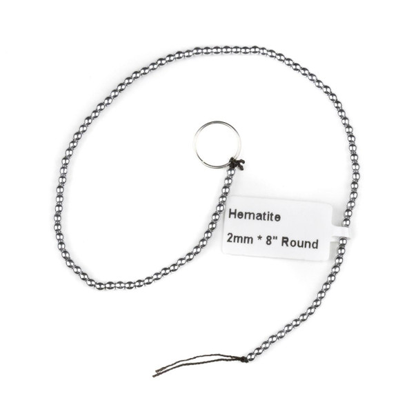 Cherry Tree Beads Synthetic Hematite 2mm Plated Silver Round Beads - approx. 8 inch strand 