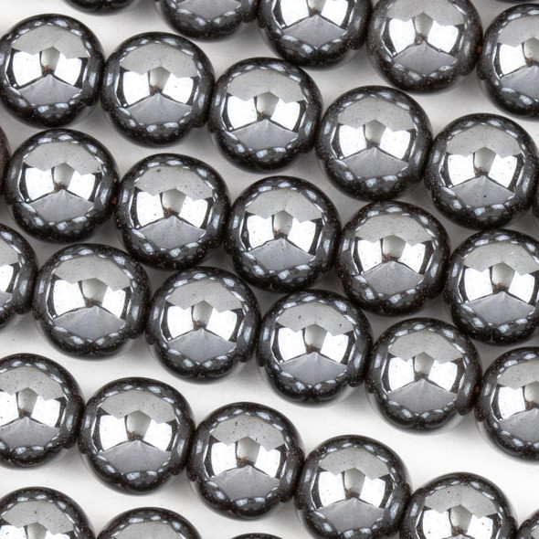 Cherry Tree Beads Synthetic Hematite 10mm Round Beads - approx. 8 inch strand 