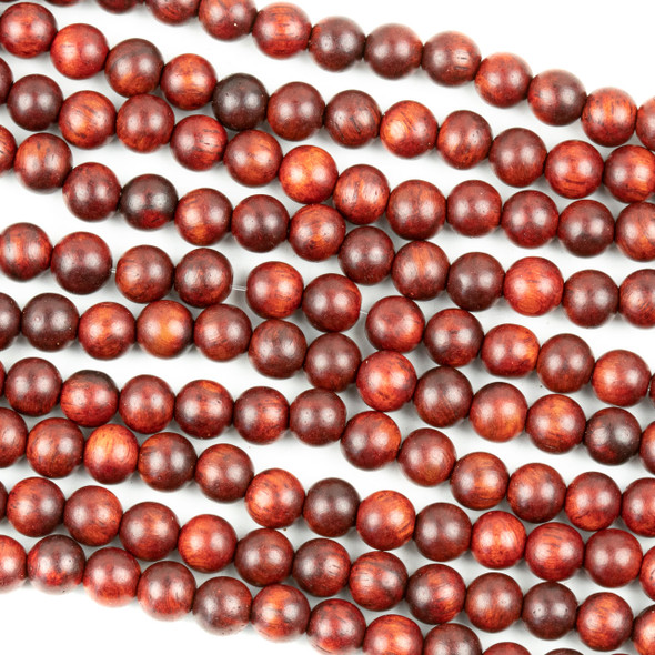Ebony Wood 6mm Red Round Beads - 15 inch strand