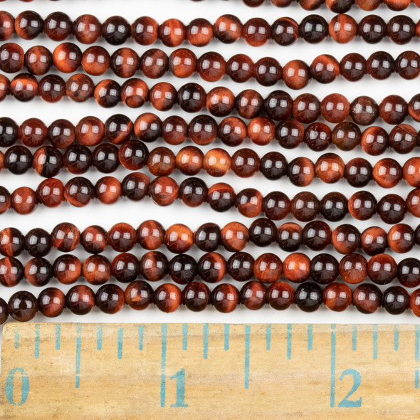 Red Tigereye 4mm Round Beads - approx. 8 inch strand, Set A