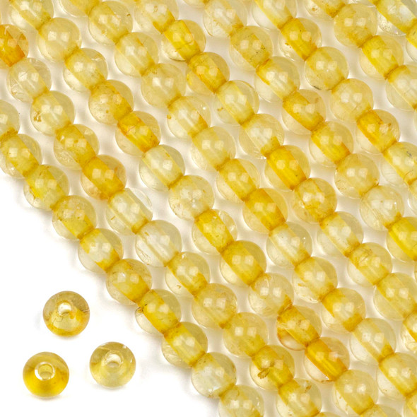 Large Hole Citrine 8mm Round Beads with a 2.5mm Drilled Hole - approx. 8 inch strand