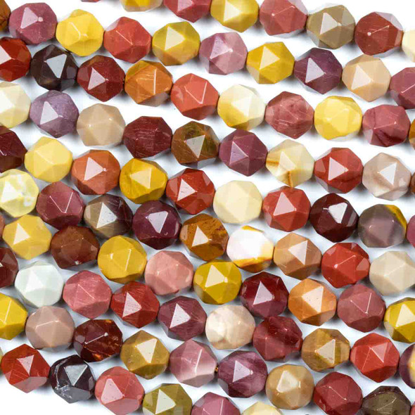 Mookaite 8mm Simple Faceted Star Cut Beads - 15 inch strand