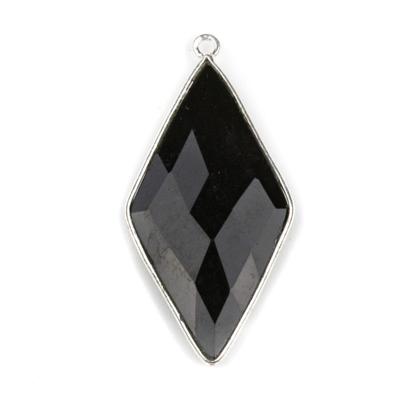 Onyx approximately 21x44mm Diamond Drop with a Silver Plated Brass Bezel - 1 per bag