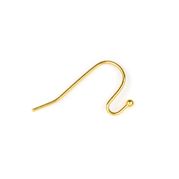 Gold Plated Stainless Steel 12x21mm Ear Wire with Ball -  20 gauge, 6 pieces per bag