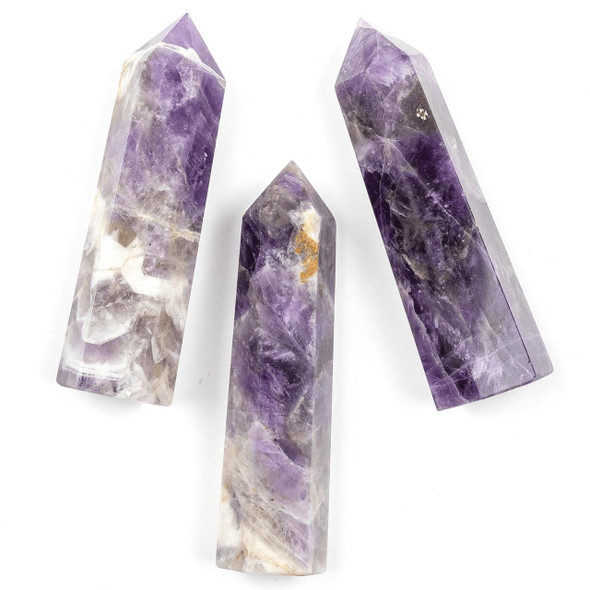 Cherry Tree Beads Chevron Amethyst Crystal Point Tower - approximately 2.5-3 inches tall 