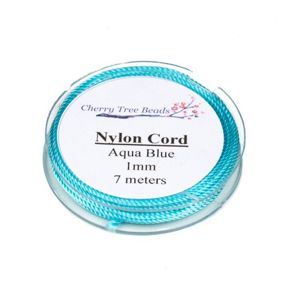 Nylon Cord - Aqua Blue, 1mm, 7 meter spool