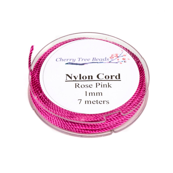 Nylon Cord - Rose Pink, 1mm, 7 meter spool