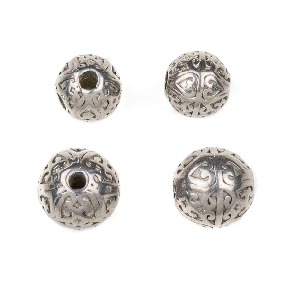 Cherry Tree Beads Silver Stainless Steel Guru Bead with Heart Pattern 