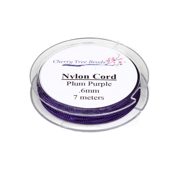 Nylon Cord - Plum Purple, .6mm, 7 meter spool