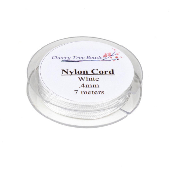 Cherry Tree Beads Nylon Cord - White, .4mm, 7 meter spool 