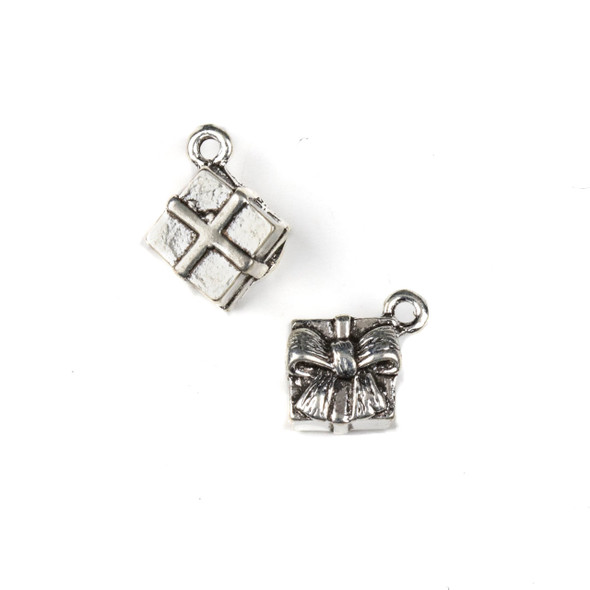 Silver Pewter 12mm Wrapped Present Charms - 10 per bag