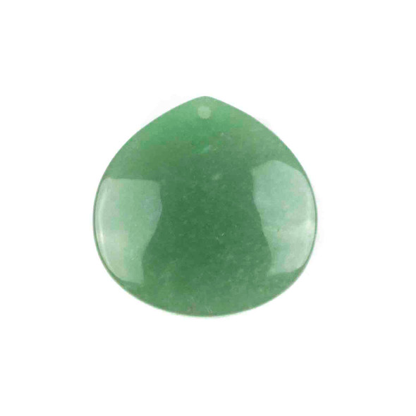 Green Aventurine 40mm Top Front to Back Drilled Almond Pendant with a Flat Back - 1 per bag