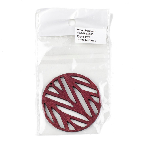 Cherry Tree Beads Aspen Wood Laser Cut 59mm Red Branch Coin Pendant - 1 per bag 