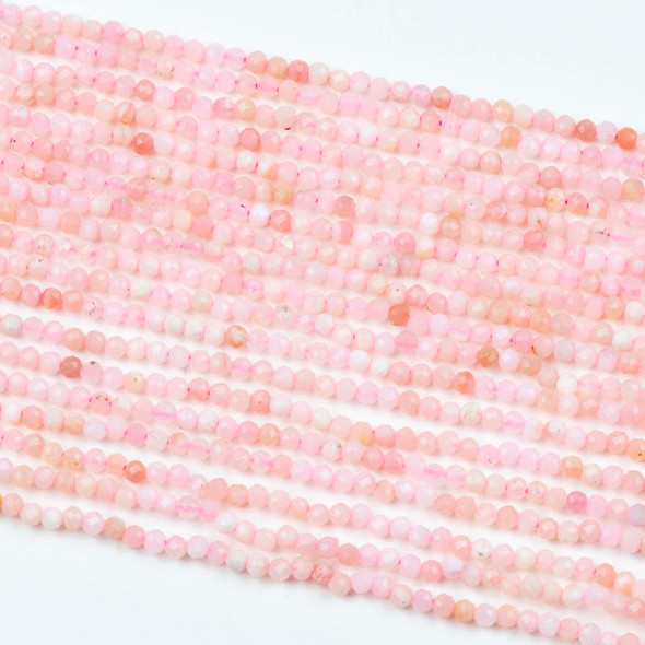 Pink Opal 2-2.5mm Faceted Round Beads - 15 inch strand