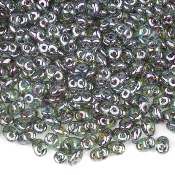Matubo Czech Glass Superduo 2.5x5mm Seed Beads - Crystal Tr Lazure Blue, #0500030-65431-TB, approx. 22 gram tube