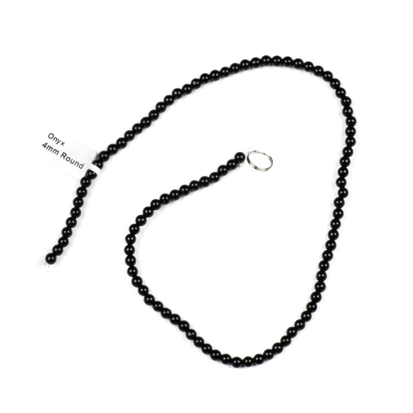 Onyx 4mm Round Beads - 16 inch strand