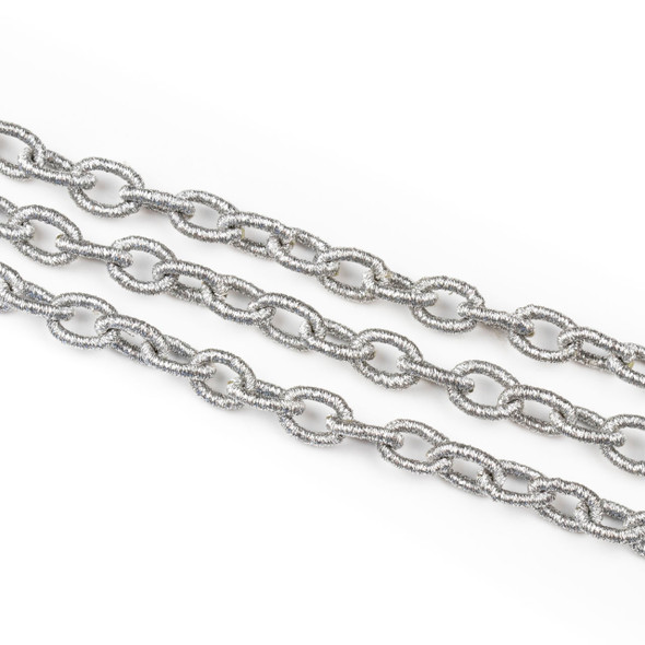 Fabric Chain - Silver, 9x12mm Irregular Oval Links, Precut 1 Foot Length