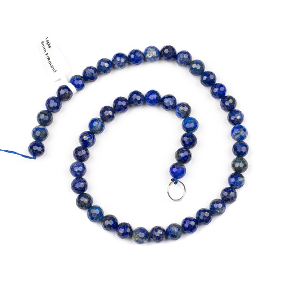 Lapis 8mm Faceted Round Beads - 15 inch strand