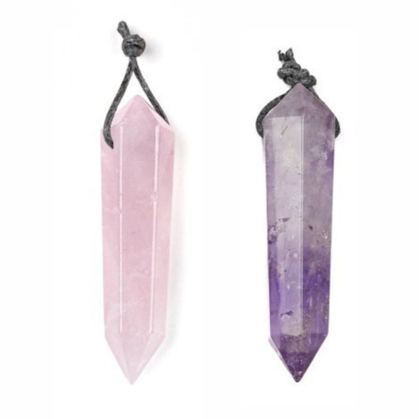 14x55mm top drilled double terminated hexagonal point pendant crafted from natural gemstone, offered by Cherry Tree Beads.