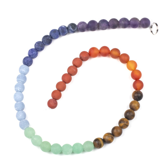 50 Mixed Matte Large Hole Gemstone Beads in Assorted Shapes and Sizes