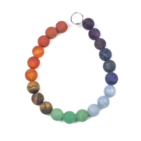 Matte Chakra 10mm Round Gemstone Artisan Strand - 8 inch strand