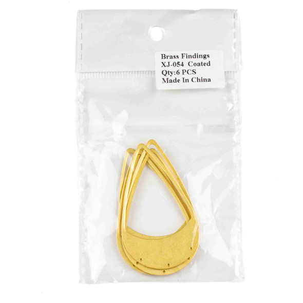 Coated Brass 35x58mm Large Teardrop Link Components with 3 holes - 6 per bag - CTBXJ-054c